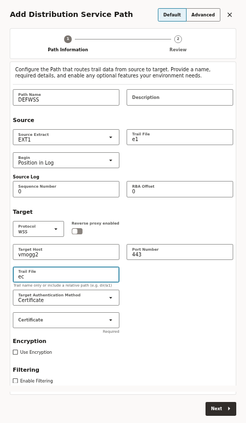 Default mode with a wss target still requires a certificate